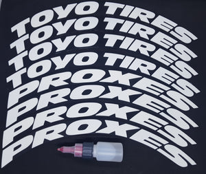 TOYO TIRES PROXES Tyre Stickers - Full Car Set (8 Stickers - 2 Per Tyre)