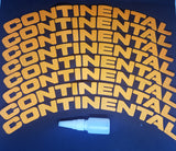 Orange CONTINENTAL Tyre Stickers - Full Car Set (8 Stickers - 2 Per Tyre)